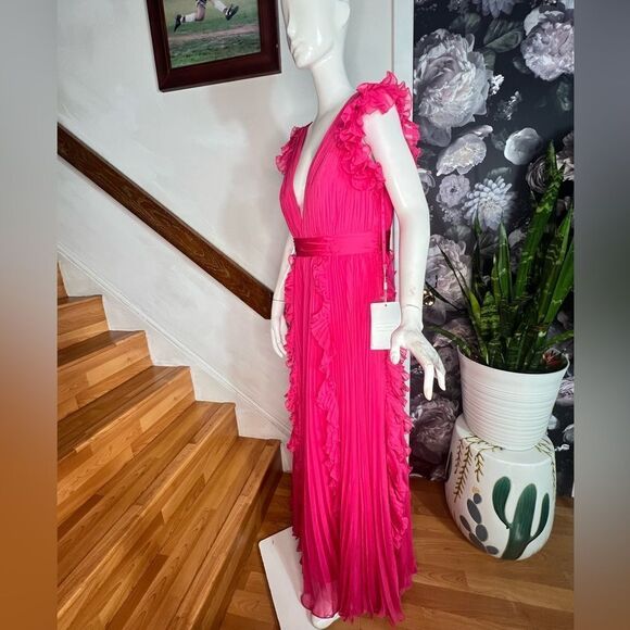 Mac Duggal Pleated Ruffle Cap Sleeve Chiffon Gown/ size 12 - Picture 6 of 8